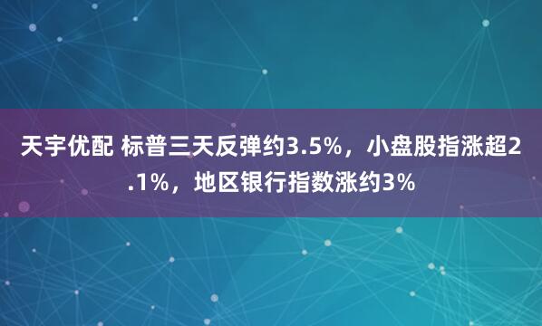 天宇优配 标普三天反弹约3.5%，小盘股指涨超2.1%，地区银行指数涨约3%
